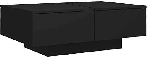 vidaXL Couchtisch mit Schublade Beistelltisch Wohnzimmertisch Kaffeetisch Sofatisch Teetisch Tisch Wohnzimmer Schwarz 90x60x31cm Holzwerkstoff