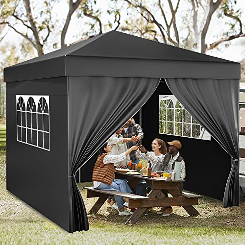 YITAHOME 3X3M Outdoor Pop Up-Pavillon mit Seite Faltpavillon, Wasserdichter Faltbarer Gartenpavillon Für Alle Jahreszeiten Camping Pavillon Anti-uv Mit Kostenlosen Höhenverstellbaren Für Party Märkte