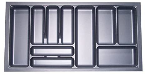 KÖNIG Besteckeinsatz I, Silbergrau, 100er Korpus, Maße: 919 x 473 mm | Für Korpusbreiten 300–1200 mm, SO-Box, Blum Tandembox, ModernBox, Maße 919 x 473 mm.