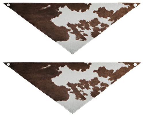 2 Stück Hundehalstücher Haustier Bandana Schal Druckknopf Dreieck Lätzchen Halstuch Set Haustier Urlaub Zubehör Dekor für kleine bis große Welpen Hunde Katzen Medium, Western Cow Haut Textur