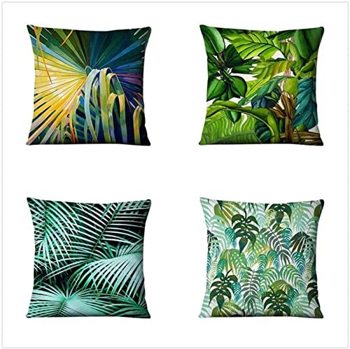 Tinnoon Kissenbezug 30x30cm 4er SetBoho Wohnzimmer Outdoor Deko, Schlafzimmer Zimmer Dekor Kissenhülle Kissenbezüge mit Verstecktem Reißverschluss, Couchkissen, Sofakissen Weinachten Blumen Pflanzen