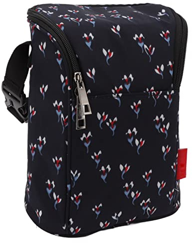 Babyflaschen-Thermotasche Flaschen-Muttermilch-Aufbewahrungs-Aufbewahrungstasche Wasserdichte Nylon-Isolierungs-Tragetasche Kinderwagen-Flaschentasche FüR Mutter, KindertagesstäTte(Blumenschwarz) | Isolierte Babyflaschen-Thermotasche Nylon Für Kinderwagen und Reisen