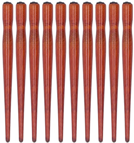 10 Pièces Calligraphie Stylo Porte-Plume en Bois Bande Dessinée Porte-Plume pour Calligraphie Lettrage Croquis Dessinateurs Artistes (Couleur rocou)