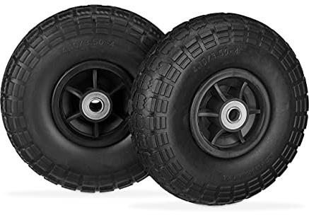 Relaxdays 2X Sackkarrenrad, pannensichere Vollgummireifen, 4.1/3.5-4, 16 mm Achse, bis 150 kg, 260x85 mm, Farbwahl | 4.1/3.5-4, 16 mm Achse, bis 150 kg, 260x85 mm