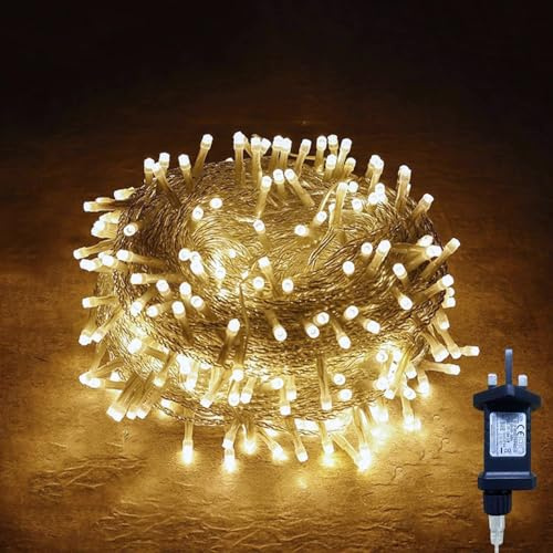 Gresonic100/200/300/400LED Fairy Lights,8 Modes Timer String Lights for Bedroom Plug in,Warm White Outdoor Garden Light Mains Powered Waterproof Lights for,Indoor,Party(200LED,8 Modes Warm White)