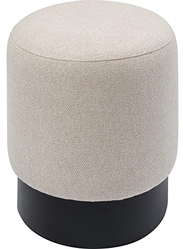Kare Design Hocker Cherry, Creme/Schwarz, 44x37x37 cm, Sitzhocker, Ablage, Fußablage, Easy-Clean Stoff Bezug, teilweise Handarbeit, Wohnzimmer