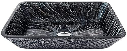 CGLYYDS Design Gehärtetes Glas Waschbecken Mini Handwaschbecken Klein Badezimmer,Hand Waschschale mit Wasserhahn Set,Waschschale Waschtisch Handwaschbecken,Rectangle-A