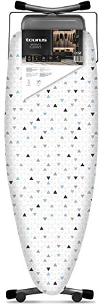 Taurus - Tabla de Planchar | Plegable | Fácil almacenaje | Apta para centros de Planchado | Altura Regulable 98 cm | Apta para Planchar Sentado | 100% algodón | 130x48cm