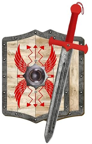 GERILEO Set Espada y Escudo Romano – Juguete para Niños y Niñas - Complementos para Juego, Juguete Infantil, Armadura Romana, Gladiador, Espartano, Rey, Guerrero, Disfraz Medieval, Soldado, Griego