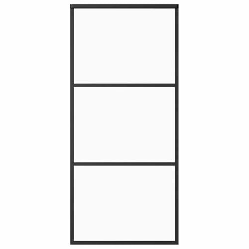 Puerta corredera de cristal ESG y aluminio 90 x 205 cm negro