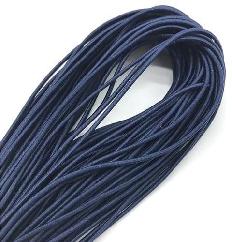 5 yardas, 2mm, banda elástica redonda de alta elasticidad colorida, cuerda elástica redonda, banda de goma, línea elástica, accesorios de costura DIY, azul marino