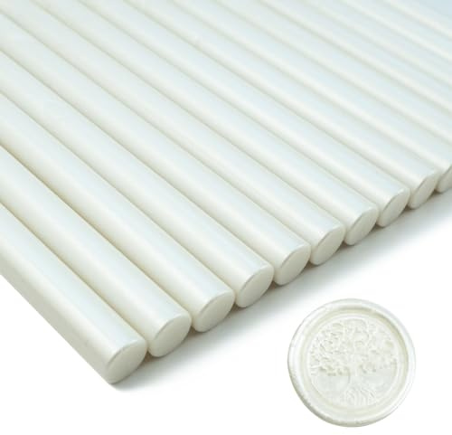 Wachssiegel Stock, Tomgenrine 15 Stück Klebepistole Wachs Siegel Sticks, für Brief Grußkarten Wein Abdichtung Handwerk machen Hochzeit und Party Einladungen(Pearl White)