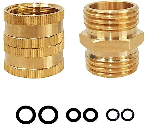 YAAVAAW Brass Garden Hose Pipe Connector Adapter 3/4 Inch,Male to Male & Female for Connect Hoses Equipped Irrigation,Hose Pressure Washer Connection