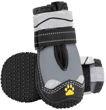 SlowTon Scarpe Protezione Zampe per Cani, Impermeabili con Suola Antiscivolo, Chiusura Regolabile in Nastro Magico Riflettente, Stivali Invernali per Piccola, Media e Grande Taglia