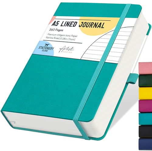 STATIONERY ISLAND Quaderno A5 Righe, 360 Pagine di Taccuino a Righe, Copertina Rigida Quaderno da 100 g/m² per Scrivere, Lavorare, Studiare, Diario