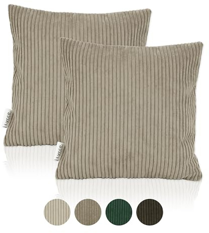 Lycce Kissenbezug, Kissenhülle 2er Set Cordstoff Taupe (40 x 40 cm)
