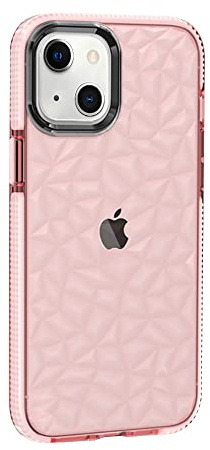 Rdyi6ba8 Cover per iPhone 14, Ultra Sottile Trasparente Morbido TPU Silicone Antiurto Protettiva Custodia, 3D Motivo a Diamante Design Antiurto Protettiva Case per iPhone 14 - Rosa