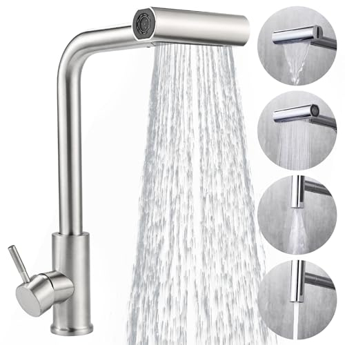Cieex Grifo Cocina Extraible Conjunto de Grifo Cocina Con Manguera et Cinta De Teflon Grifos Monomando Cocina Fregadero de Acero Inoxidable 4 Modos de Rociador