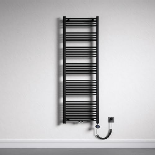 Mai & Mai Badheizkörper Handtuchheizkörper Badheizung Heizkörper bad 60x180 cm matt Anthrazit, Handtuchwärmer für Strom, Seitenanschluss, Röhrenheizkörper mit Heizstab 1000W