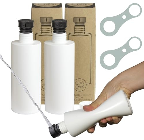 CuloClean Tragbares Bidet mit leiser Flasche (330 ml), ideal für Toilette, Reisen, Wandern oder Camping. Ultraleicht (48 g, 48.2 g) (CuloClean + Flasche, 2 Stück Schwarz)