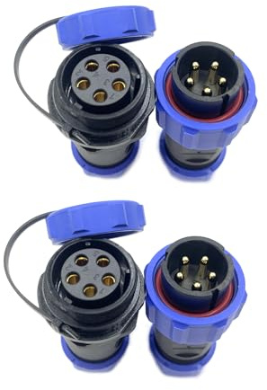 Dos Conectores de Enchufe de Aviación sp21 de 5 Polos, Conectores de Cable ip68 Macho y Hembra 12awg, para Enchufe de aviación de 5 Pines para lámparas al Aire Libre 500V 30a