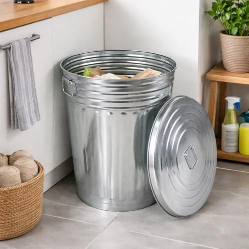 Mojawo Poubelle en métal avec couvercle - 30 l - Poubelle de cuisine - Poubelle de cuisine