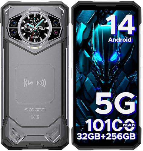 DOOGEE S200 Outdoor Handy Ohne Vertrag 5G, 10100mAh Outdoor Smartphone Android 14, 32GB+256GB Baustellenhandy, 1.32 AMOLED Heckdisplay 6.72” FHD+ 120Hz, 100MP+20MP, IP68/ Fingerabdruck/Dual SIM/NFC