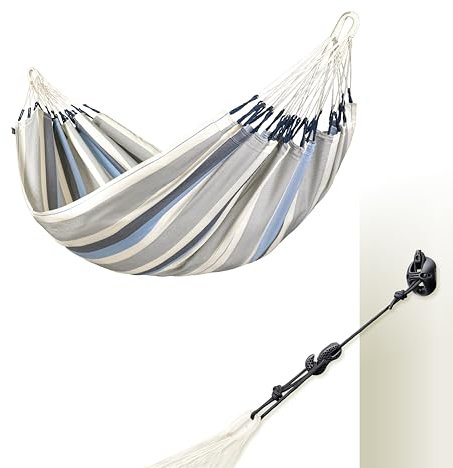 LA SIESTA® Brisa Hängematte & Multizweck-Befestigung für Wände Decken & Quadratische Balken - Wetterfeste Hängematte Stoff, Indoor Outdoor Hängematte für Garten Balkon - Einzel Hängematten, Sea Salt
