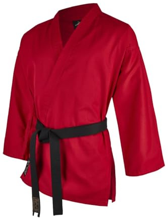 TEKKA BUDO Veste de karaté standard rouge - 8 oz - Pour arts martiaux, karaté, freestyle - Taille 150