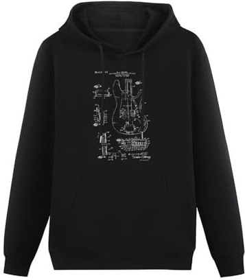 Huachenyu Precision Bass Gitarre Patent Bass Playerband Gitarristen - Sudadera con capucha para hombre, color negro, Negro, L