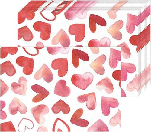 Confezione da 50 tovagliette di carta usa e getta per San Valentino, motivo: cuore rosso, 40 x 28 cm, per anniversario, matrimonio, San Valentino, decorazione per feste, sala da pranzo, cucina