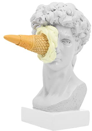 OHPHCALL David Kopf Statue Mit Eiscreme Design Kreative Resin Skulptur Für Wohnkultur Schreibtisch Dekoration Moderne Kunst Für Zuhause Und Büro Für Kunstliebhaber
