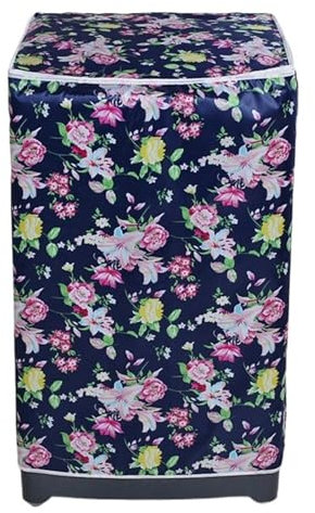 IAEXUOQC Housse pour Machine à Laver Housse de Protection Universelle for Machine à Laver, en Tissu Oxford imprimé Floral, imperméable, Protection Solaire, 2 pièces pour ExtéRieur(Deep Blue5kg)