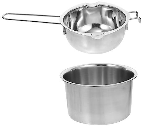 PHENOFICE Double Boiler Pot Chocolate Melting Pot Candy Warmer Boiler 600ml 16cm 201 Stainless Steel Wax Melting for Cooking and Candle Making