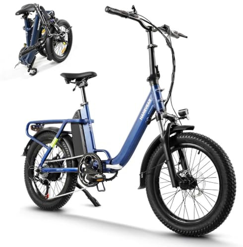 HANEVEAR H6-Light E Bike Klapprad, Elektrofahrräder mit Drehmomentsensor | 14,5Ah 48V Große Akku bis zu 120km+ | 55N.m 250W-Motor | 3.0'' Fat E-Bike, Off-Road Pedelec EBike Herren Damen (Königsblau)