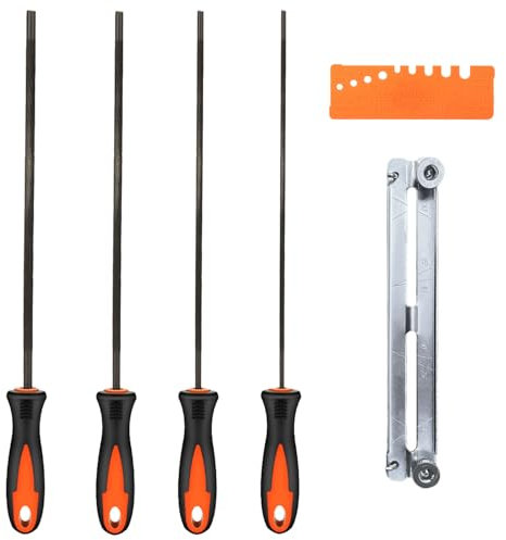 4 Pièces Lime pour Chaine de Tronconneuse, Robuste et Facile à Utiliser, Lime Tronconneuse, avec Aide au Limage à Jauge de Contrôle Rapide, Lime Chaine Tronconneuse, pour Scies Électriques DIY (Noir)