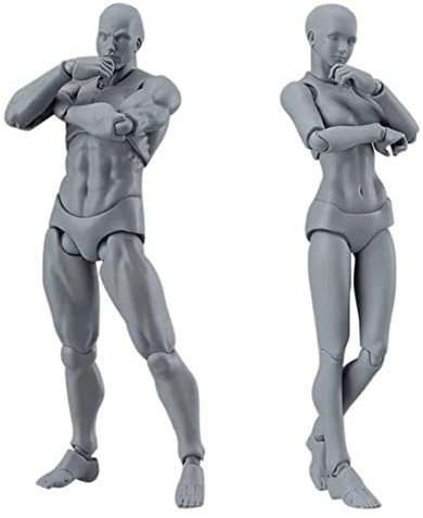 2pcs Zeichnen Schaufensterpuppen, Zeichnen von Figuren Modell 5.91 Zoll männliche weibliche Aktion Figur Posiable Drawing Schaufensterpuppen Körpermalermodell für Künstler