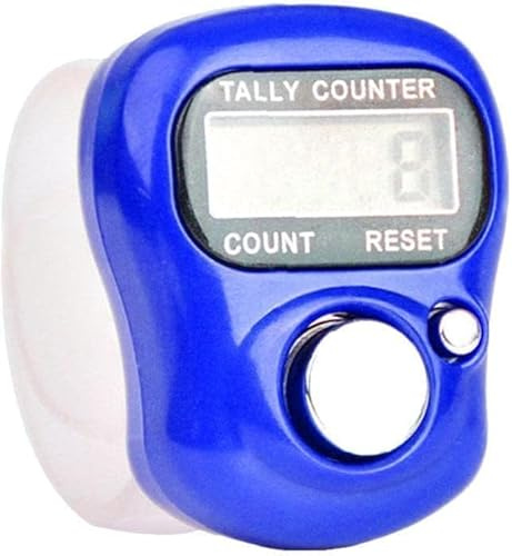 Blue LED Digital Row Counter,Handheld Number Click Counter,5 Digit Display Counter Clicker,Finger Tally Counter,Electronic Finger Hand Tally Counter with Ring for Golf,Track and Field,Accessories