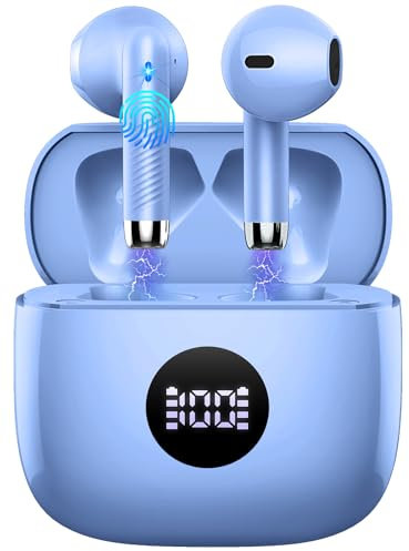 Auricolari wireless, Bluetooth 5.4 Deep Stereo, auricolari in-ear con microfono ENC con cancellazione del rumore, riproduzione 40 ore con mini custodia, cuffie impermeabili IP7 con display LED