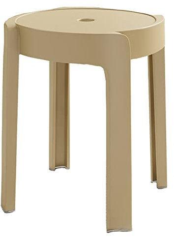 Stapelstühle ， Modernes Design Plastik Stapelhocker Set aus 4 runden Niststangenhocker mit X Formverbindung Anti -Slip -Fuß -Pads unterstützt bis zu 150 kg ideal für Home Kitchen Office (Khaki)