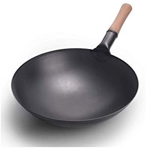 MYUYEE Wok Authentique martelé à la Main faitout en Fer Fait Main Compatible avec Les plaques à Induction Fond Rond - 40 cm,36 cm