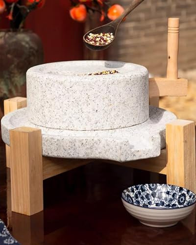 Dry/Wet Grain Mill Stone Grinder, Household Retro Stone Milled Grinder Pulverizer, Grain Pepper Barley Cornmeal Manual Stone Mill (A Color 30 x 40 cm 11 3/4 x 15 3/4)