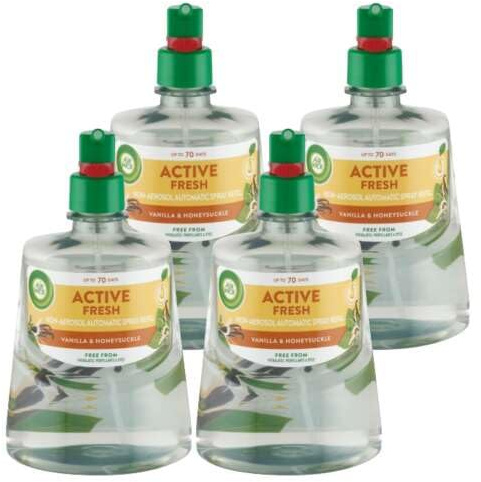 Air Wick 24/7 Active Fresh Vanille und Jasmin Geißblatt Nachfüllung für automatische Lufterfrischer 4x228ml