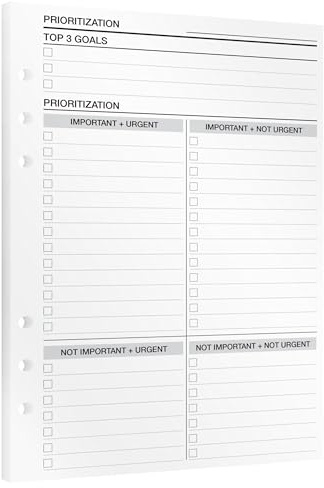 KOMPASS® Lista de tareas de priorización | Insertos de planificador A5 | 15 hojas de recarga con matriz de Eisenhower para priorización de tareas | Más enfoque y productividad | Insertos de calendario