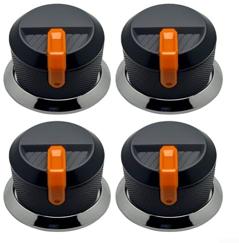 DystopiaWorld 4 langlebige Küchenknöpfe für Herde und Grills, 58 mm Durchmesser, Ersatz-Set (schwarz + rot)
