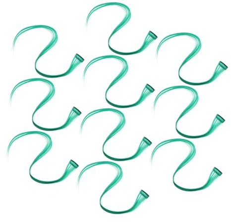 POPETPOP Extensiones de Cabello Liso Clip 10 Piezas Extra Largo Sintético Verde para Mujeres Uso Diario Peluquería