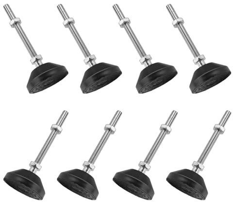 LNSYSNS Möbelfuß, M8 × 80 mm, verstellbar, runde Basis, Nivellierfüße, mit Verstellbarer Mutter, für Möbel, Fitnessgeräte und mechanische Geräte, 8 Stück