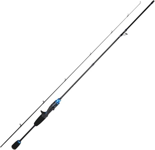Yun Nong 2-teilige Reise-Angelrute, Ultraleicht, Carbon-Graphit, Forellenrute mit rutschfestem Eva-Griff, kompaktes Design für Süßwasserbarsch, Panfish und Bachangeln (Blau, 6ft/1.8m-cast)