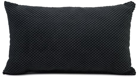 Gözze - Kissen Sven, Dekokissen in genoppter Optik, Weiches Sofakissen mit Füllung, 100% Polyester, 30 x 50 cm - Schwarz