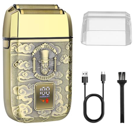HIENA PRO Professioneller Folienrasierer für Männer, kabelloser Präzisionstrimmer für Glatzen, Elektrorasierer, Doppelklingen-Trimmer mit LED, USB-Aufladung, Geschenk für Männer